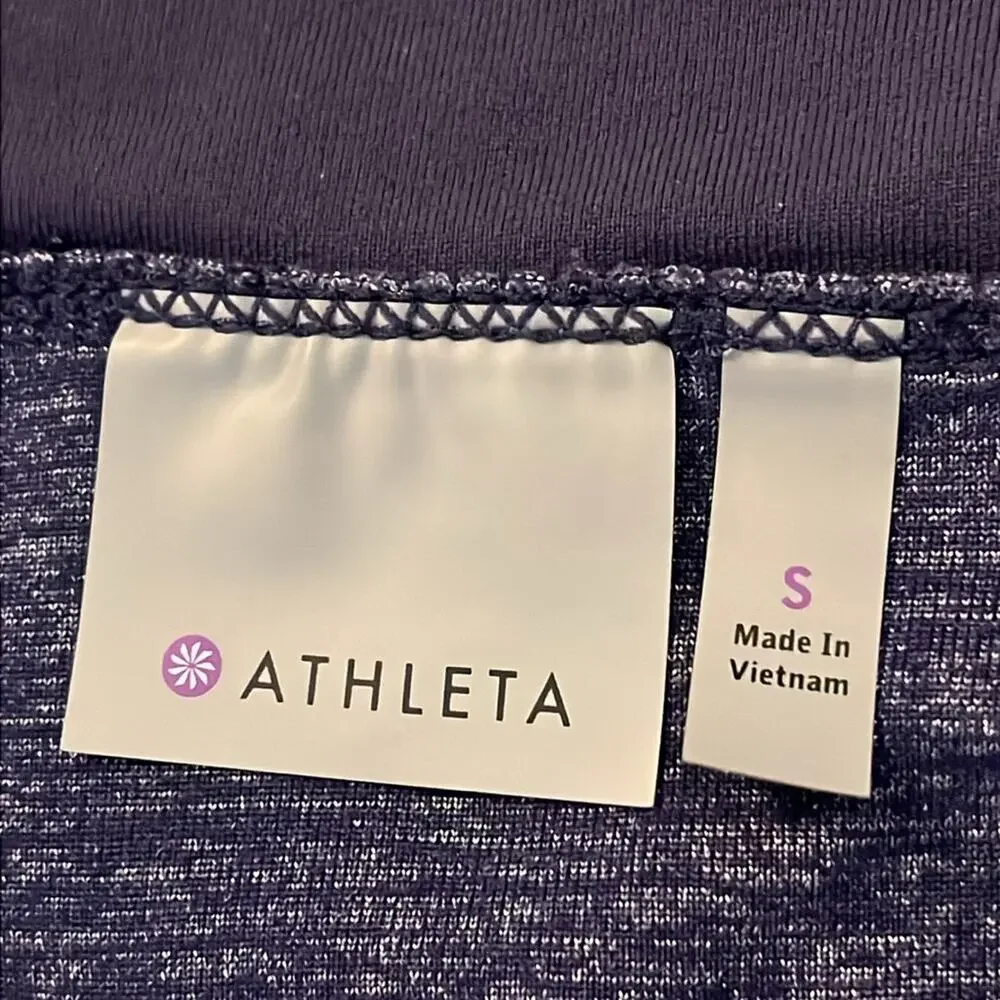 Athleta Twisted Ruched Skirt Womens Size S Blue Metallic Stretch Travel Casual